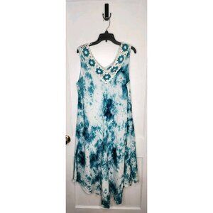 Advance Apparels Womens Tie Dye Midi Dress Crochet Detail OSFM Boho Travel